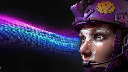 3D textured image of girl in helmet