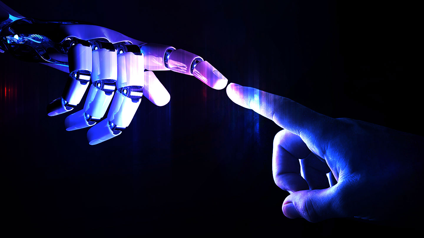 Robot and human hand