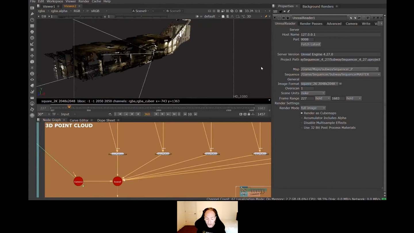 Example of Nuke's UnrealReader Node in action