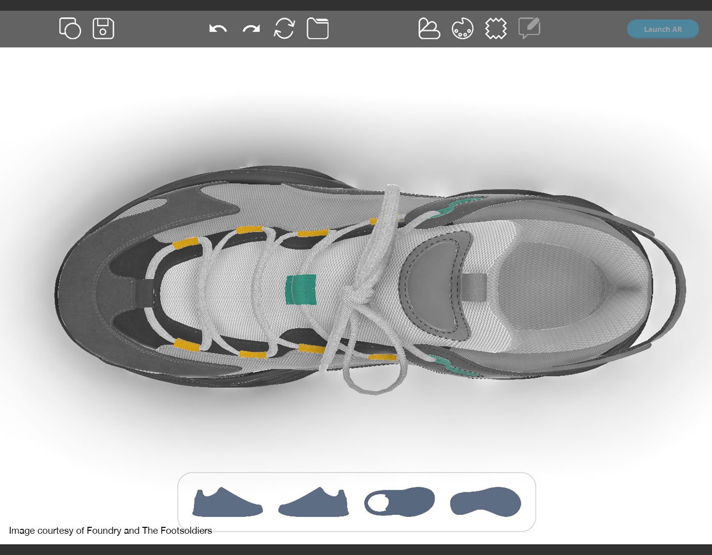 Top-down view of 3D shoe in Colorway