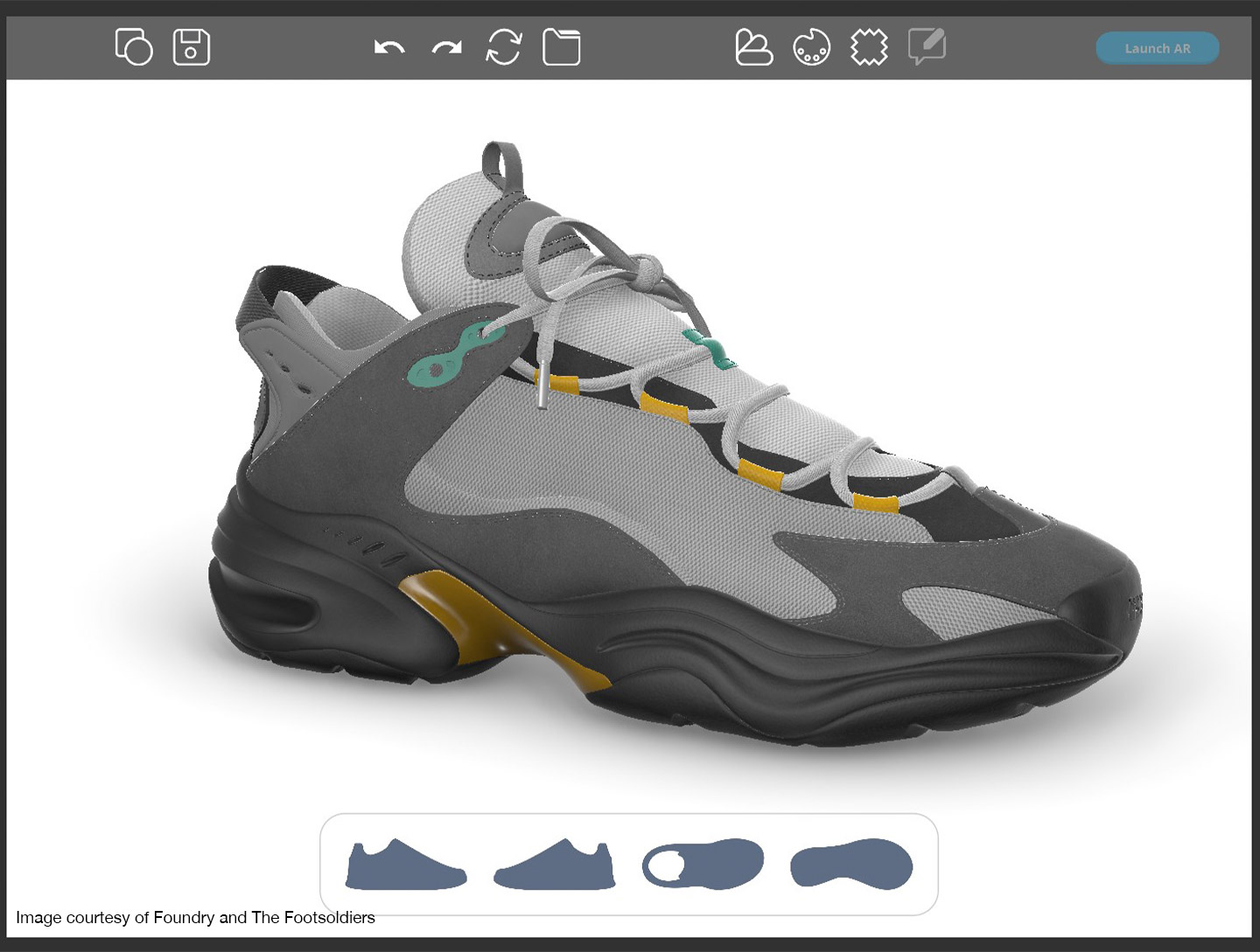 Front view of 3D shoe in Colorway
