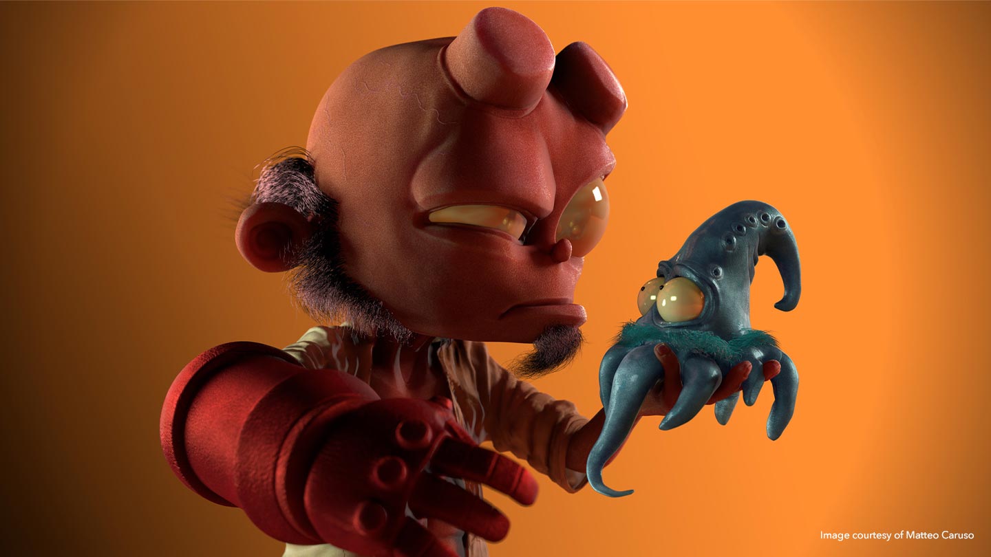 3D animated monster and squid