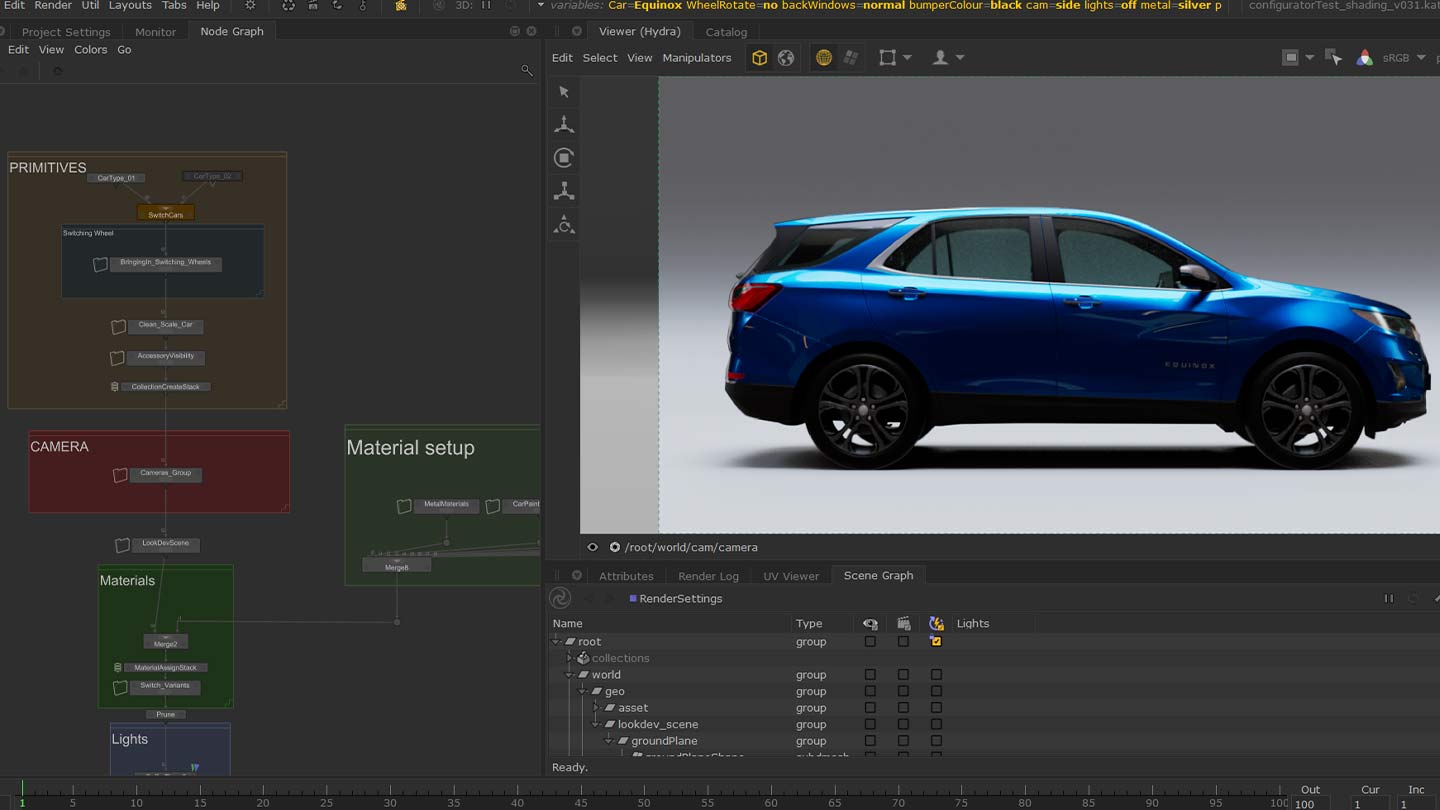 Katana UI grab showing 3D car