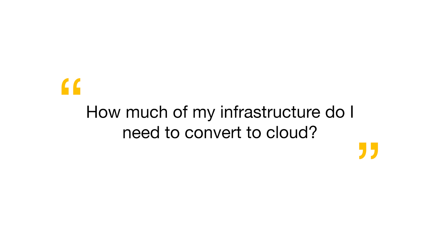 Quote image: "How much of my infrastructure do I need to convert to cloud?"