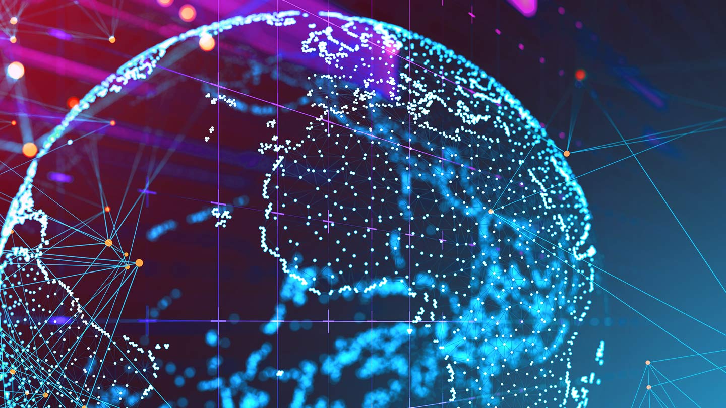 Globe connected by lights