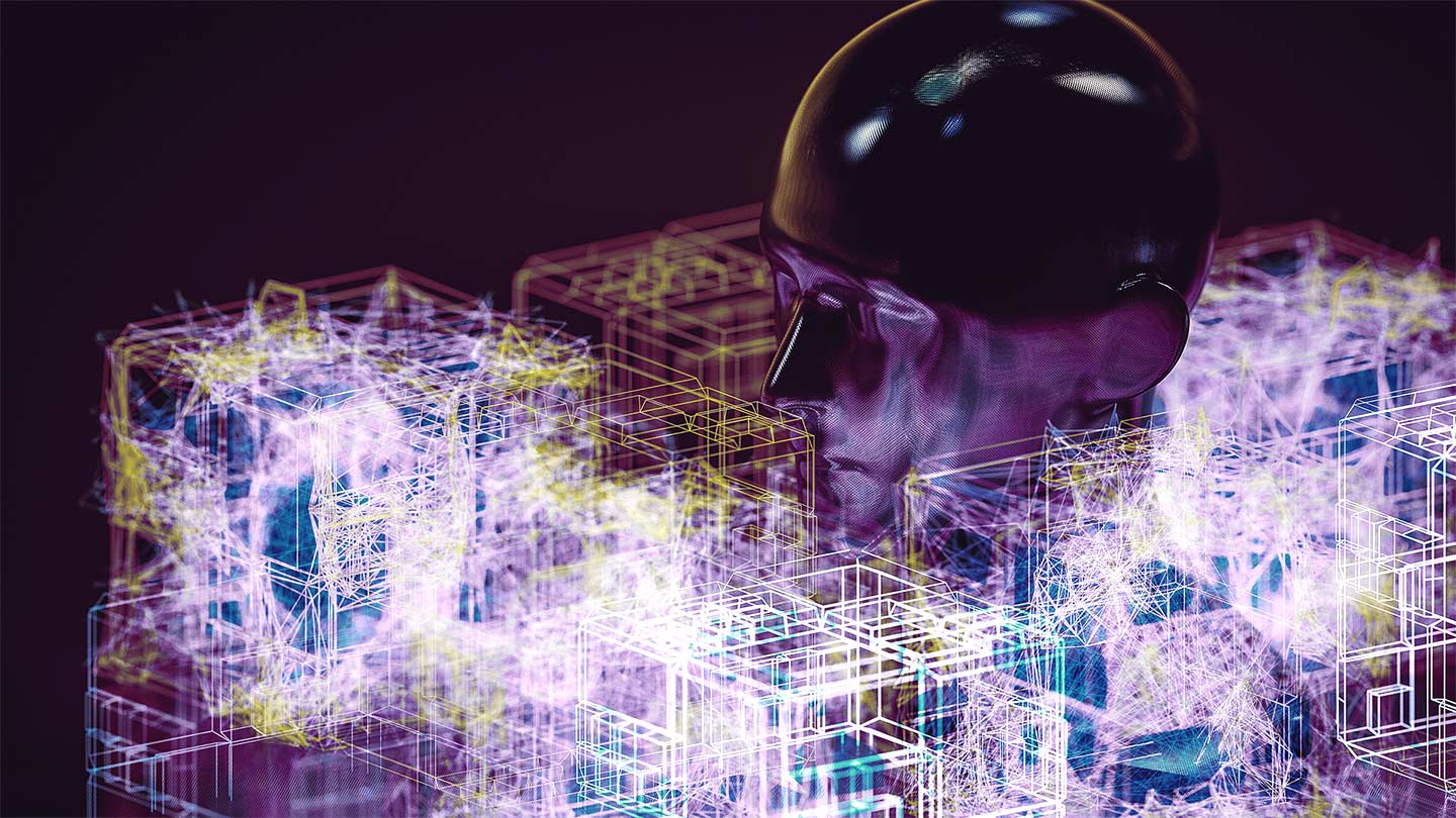 Futuristic 3D imagery of human head