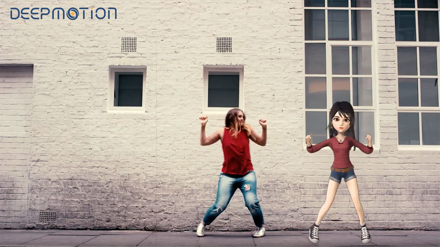 Woman dancing with CGI character