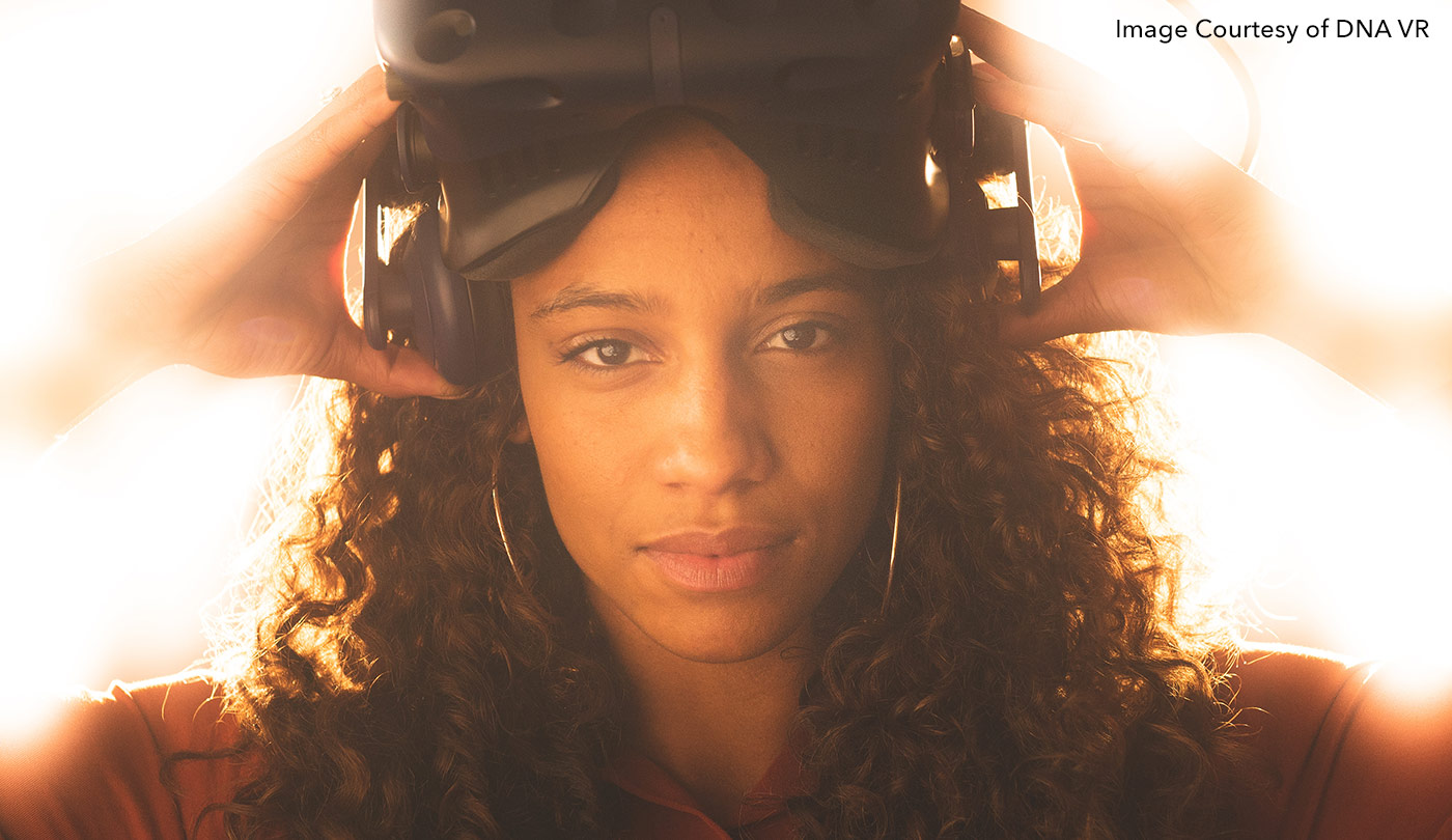 woman in VR headset