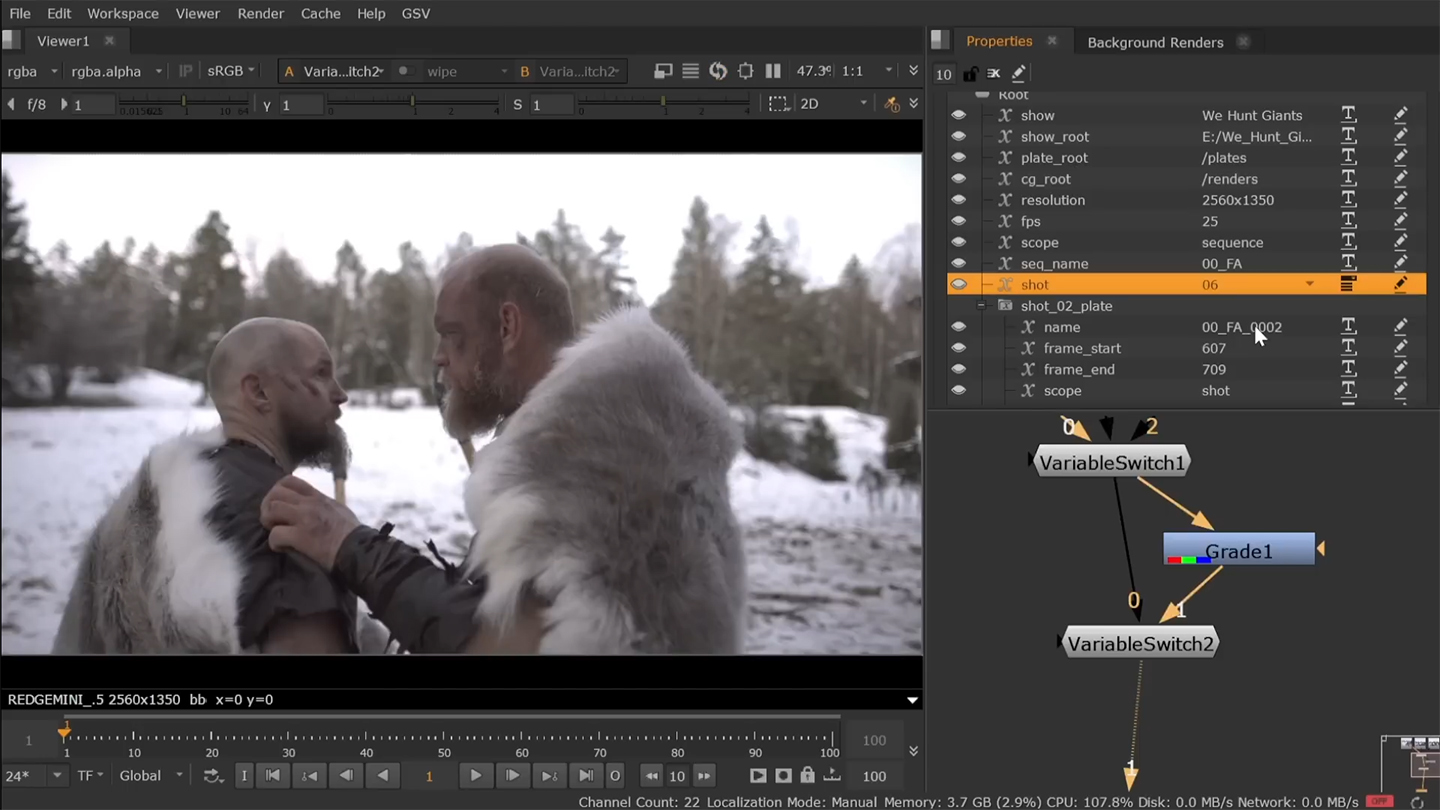 Multishot compositing workflow in Nuke UI