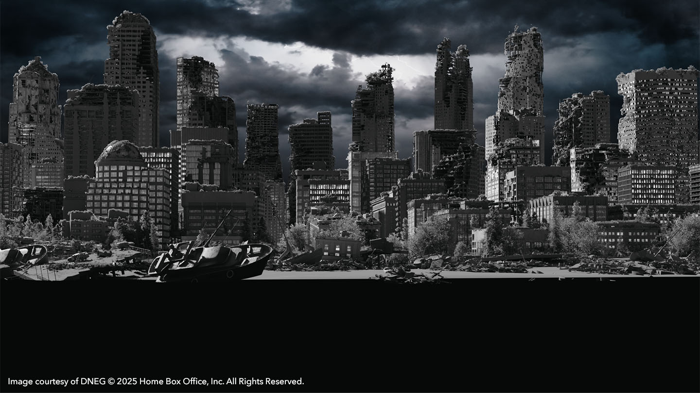 VFX breakdown of buildings on the shoreline in The Last of Us season 2