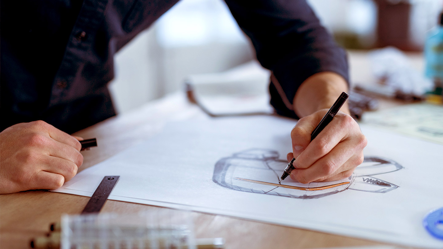 Design visualisation person sketching