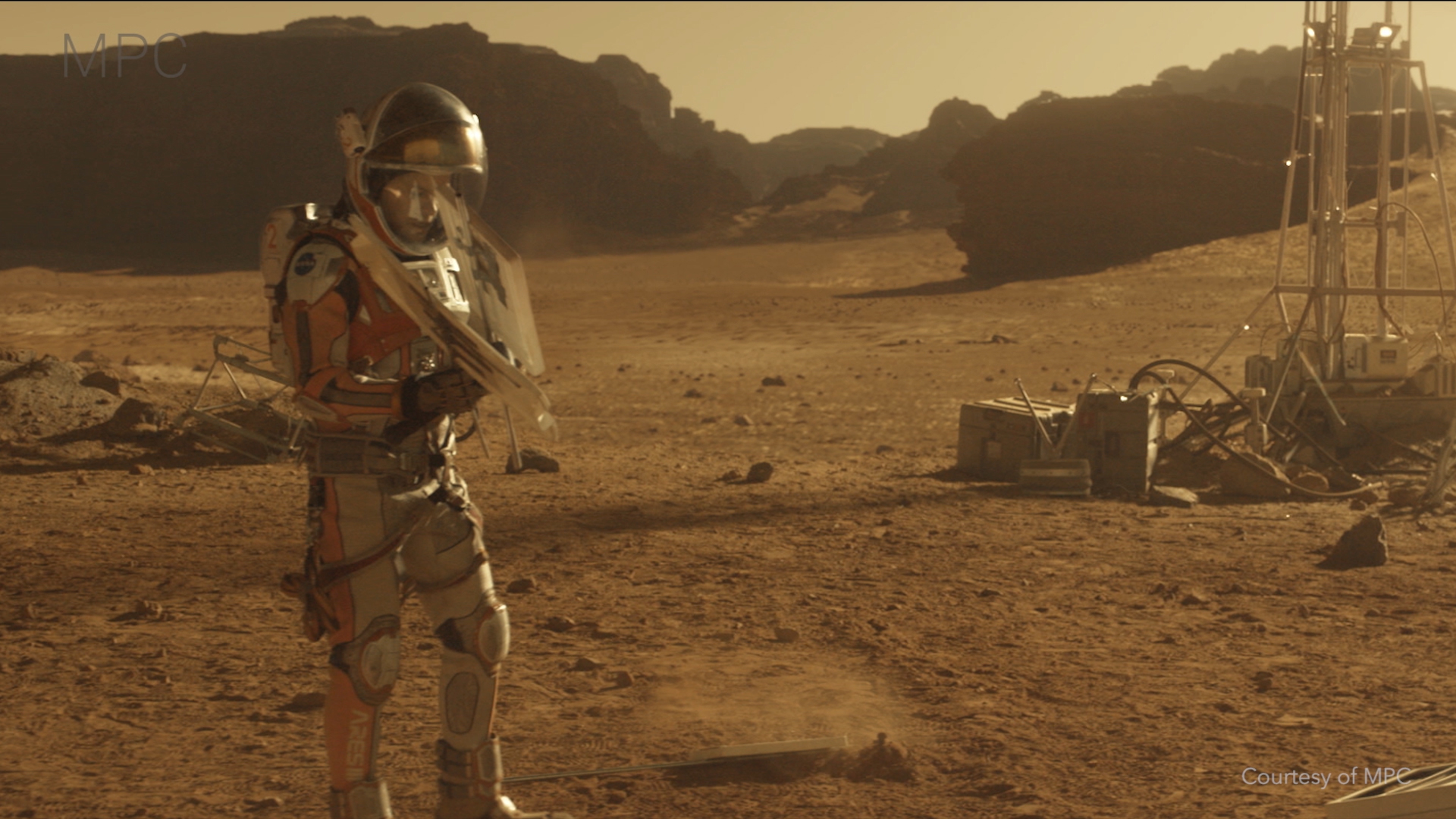 Nuke composits other worlds in this still from The Martian by Ridley Scott
