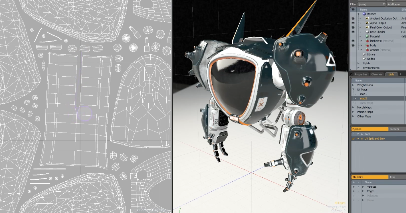 Modo UV workflow improvements for 11.1 - UV split and sew example