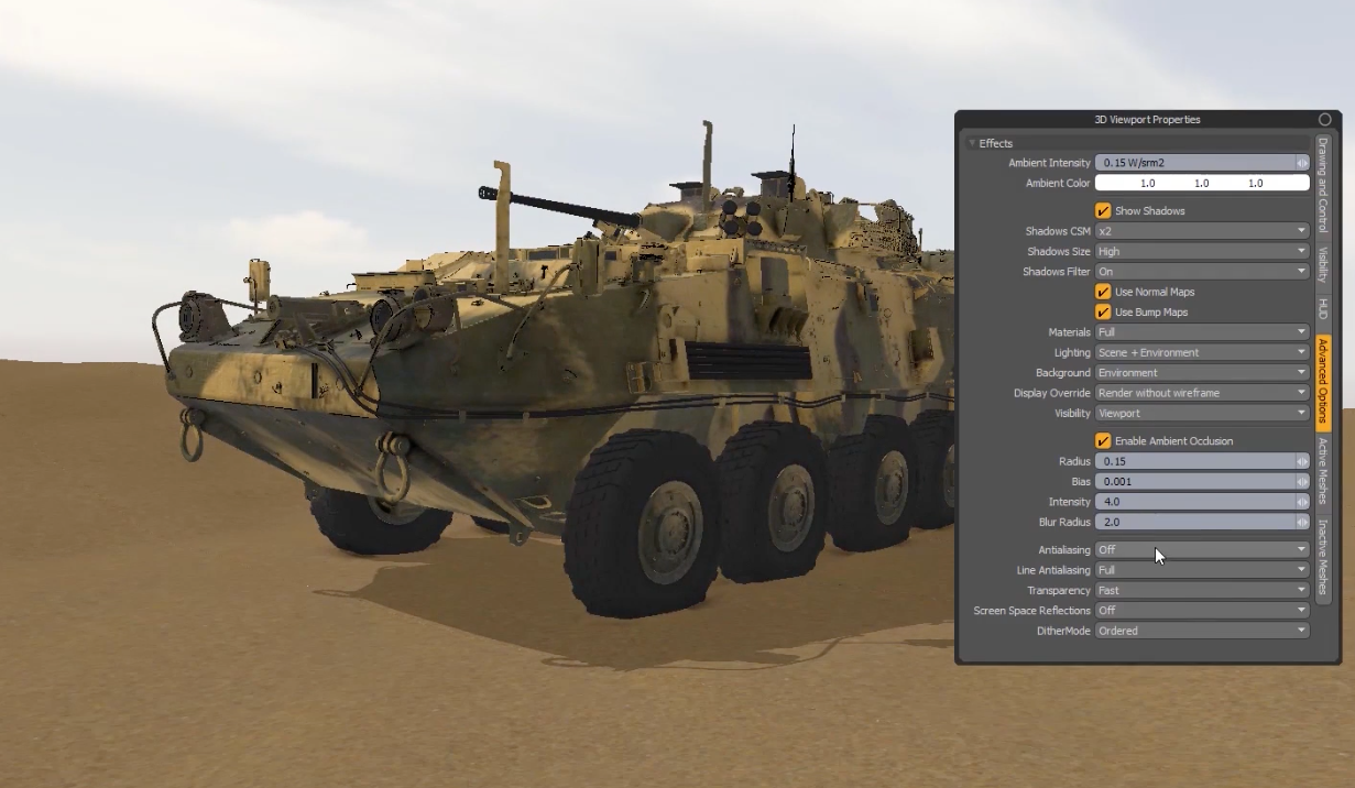 Modo 11.1 advanced viewport improvements - 3d viewport properties example