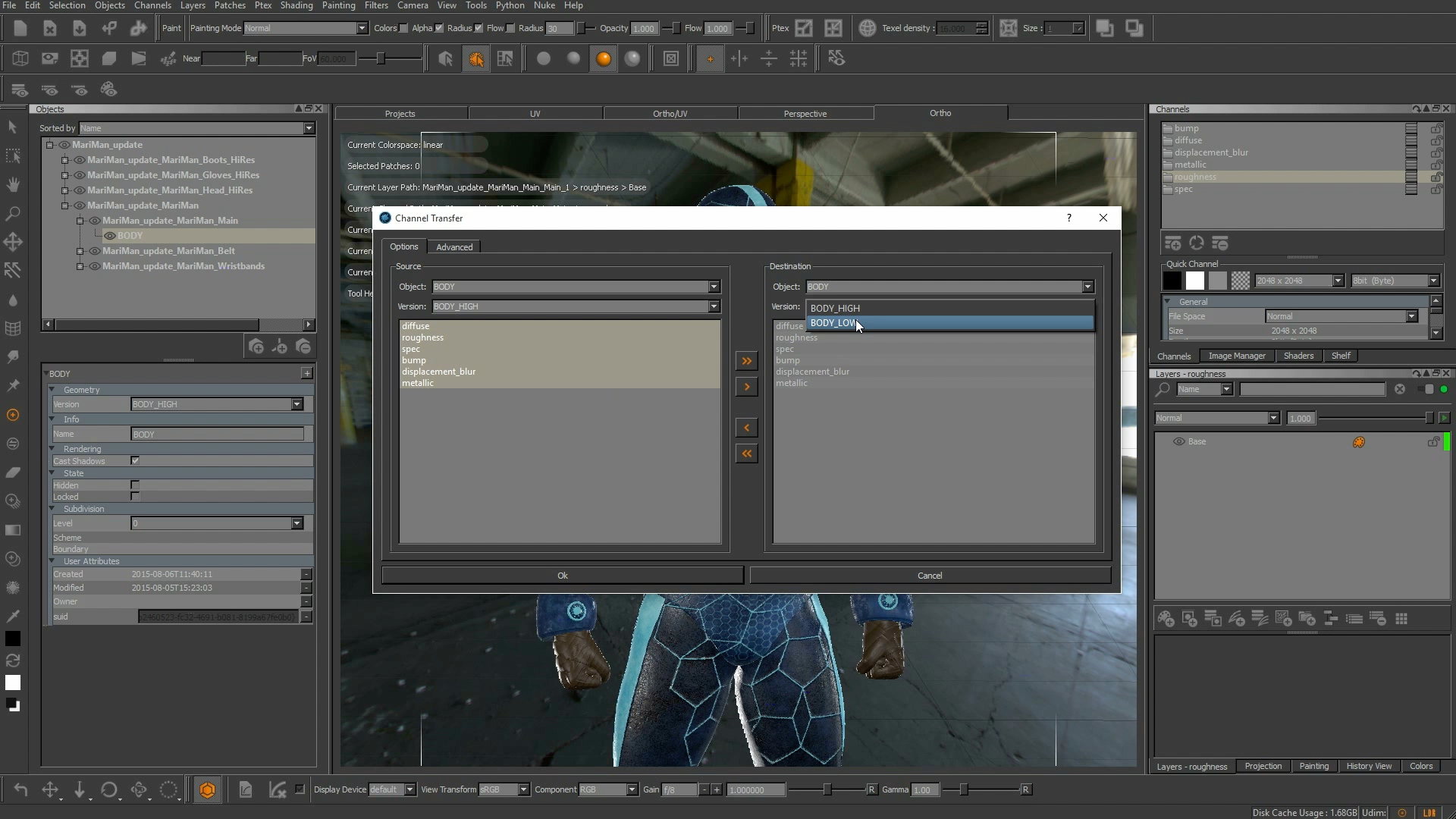 Enhanced Texture Transfer in Mari