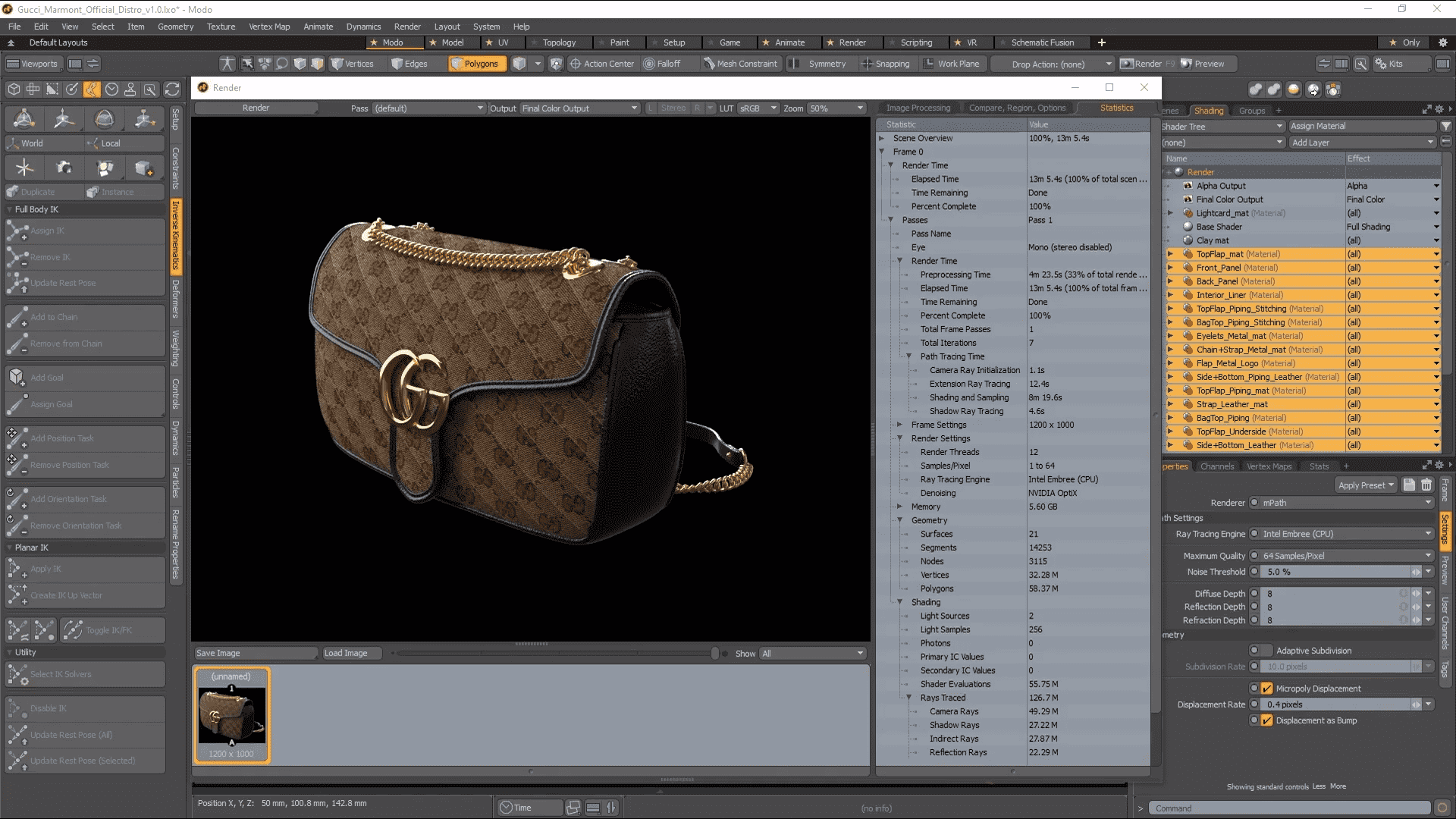 mPath Embree CPU path tracing