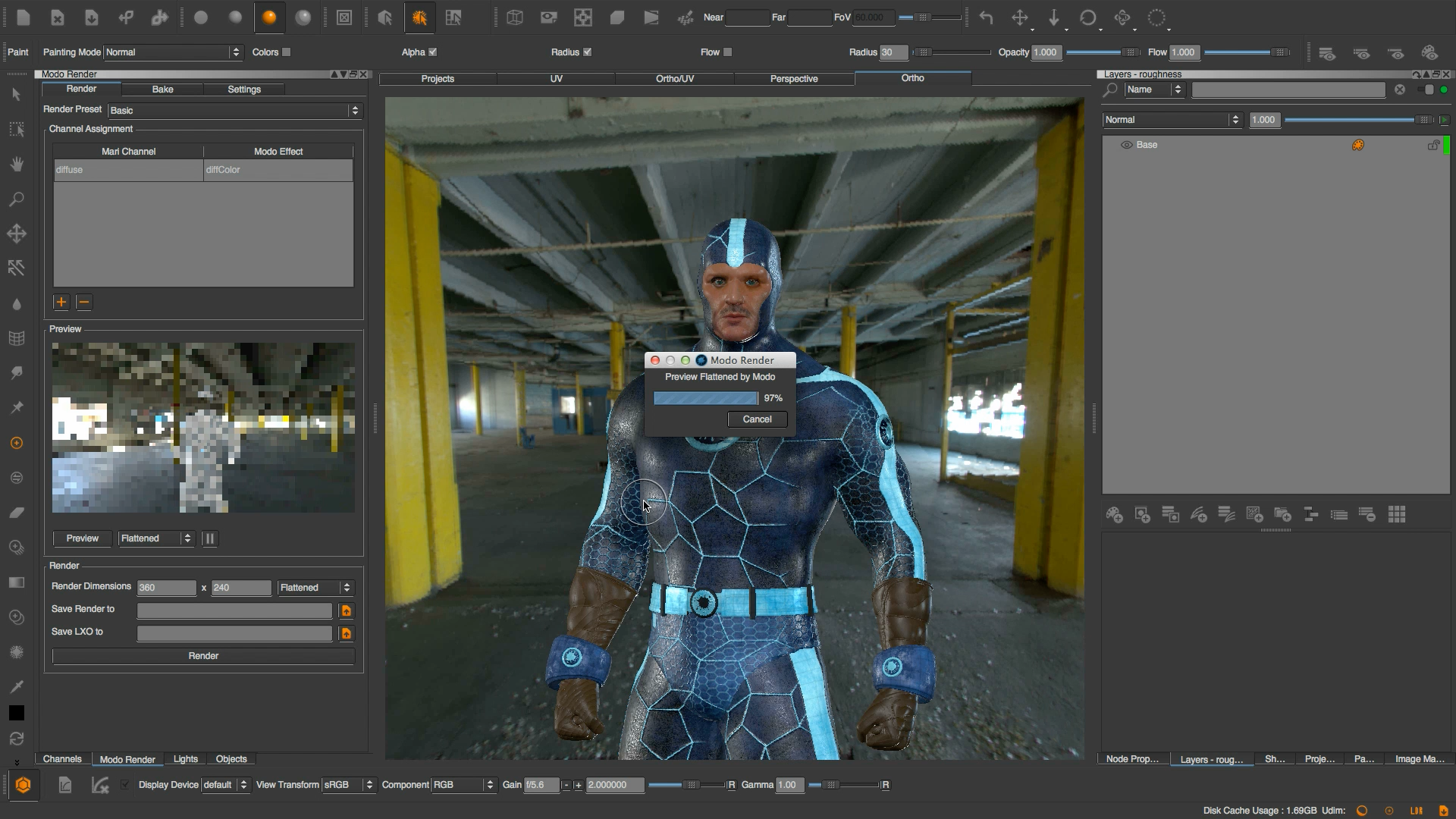 Modo rendering and baking within Mari