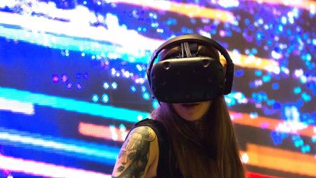 A woman in VR set
