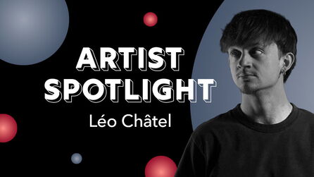 Artist Spotlight: Léo Châtel black and white portrait on black background with colored spotlights