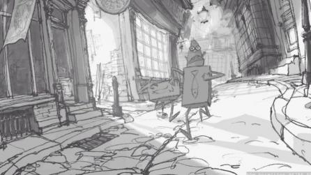 A storyboard from the stop-motion film Boxtrolls showcasing Foundry's Flix