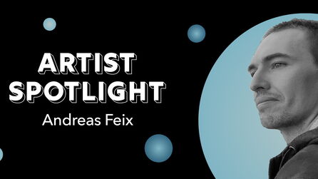 Artist Spotlight graphic showing headshot of Andreas Feix