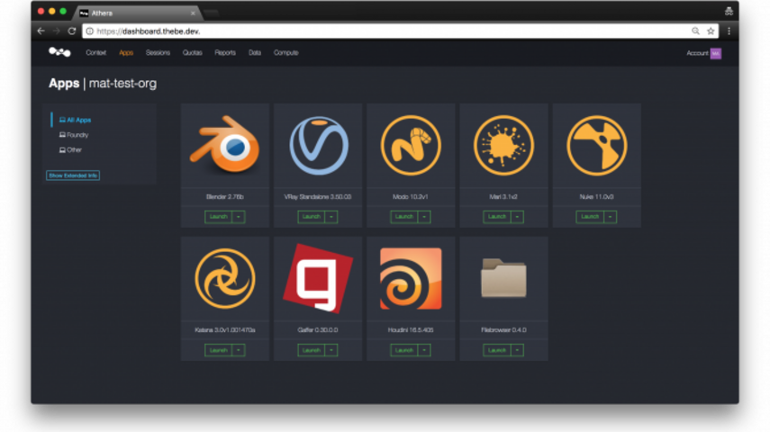 Athera dashboard with products