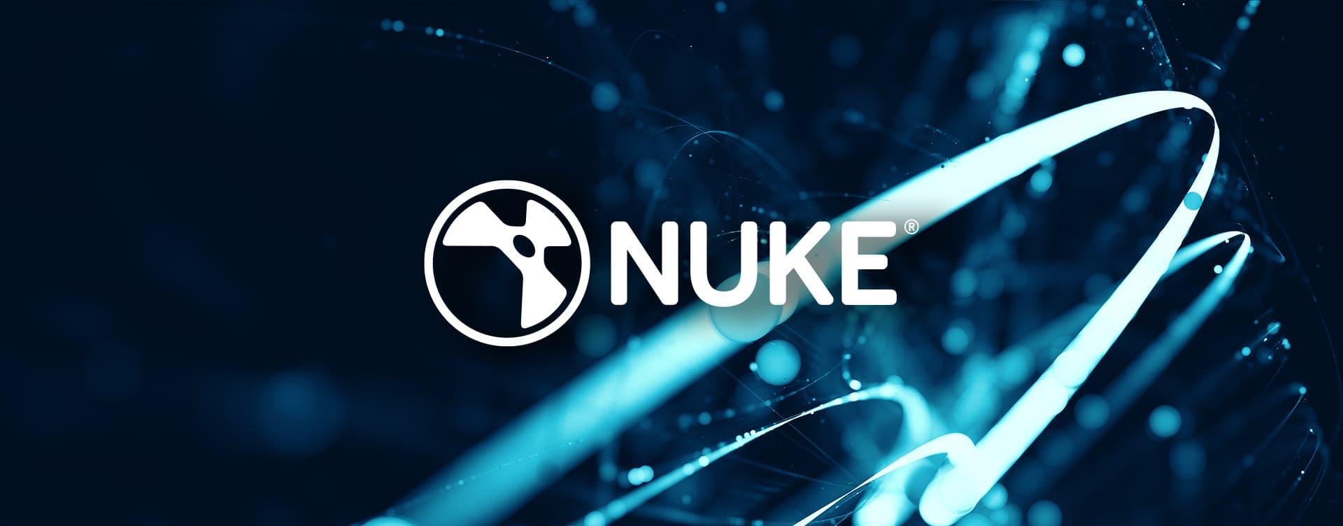 Abstract glowing imagery with Nuke logo