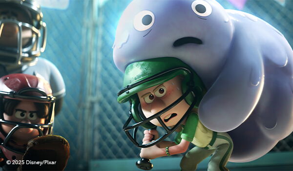 Softball player in still from Pixar's Win or Lose 