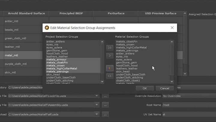 usd export material assignments