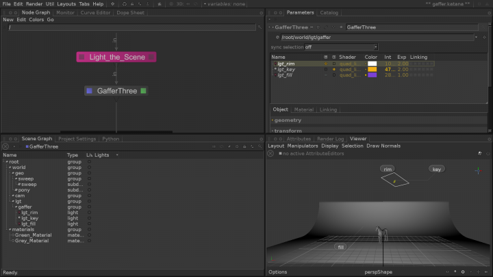 Gaffer Three in Katana