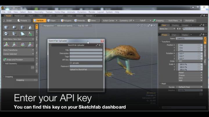 Easy integration between Sketchfab and Modo for fast sharing of 3D models and assets