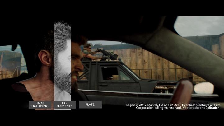 Hugh Jackman as Logan in a car before rendering