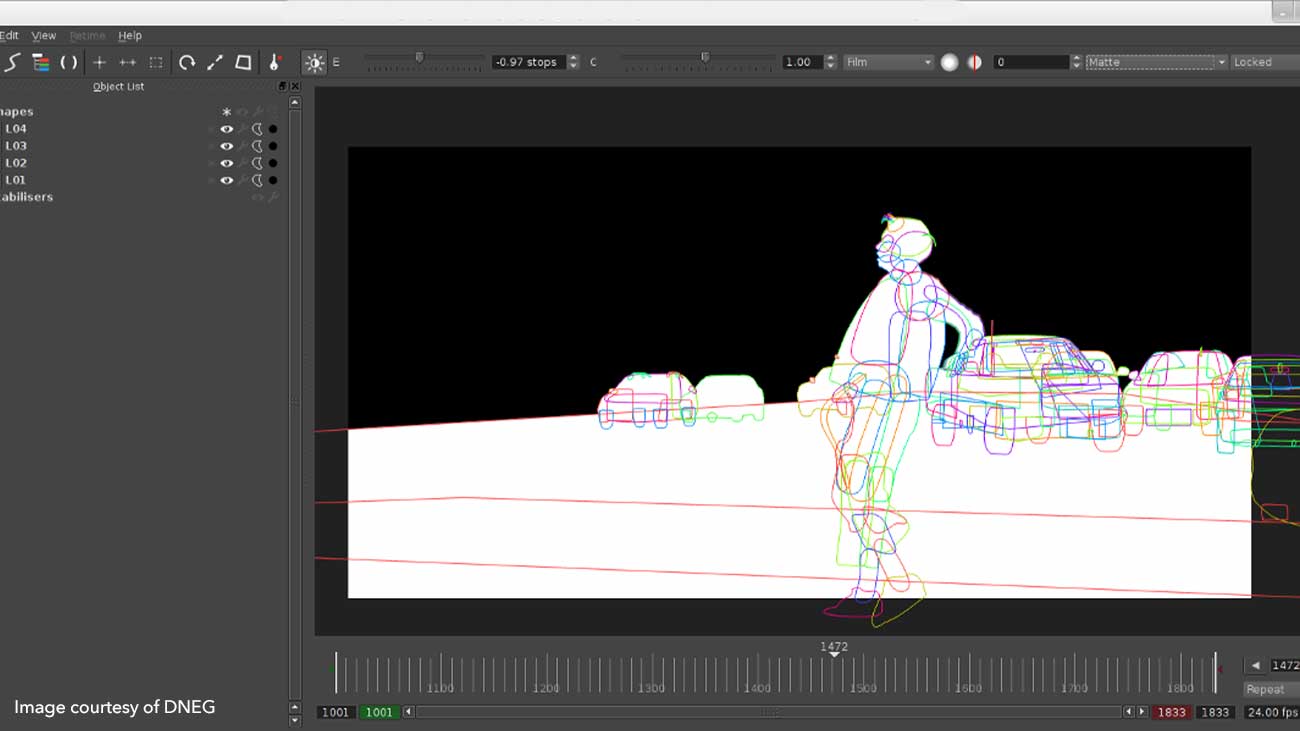 UI grab in compositing tool Nuke of machine learning rotoscoping